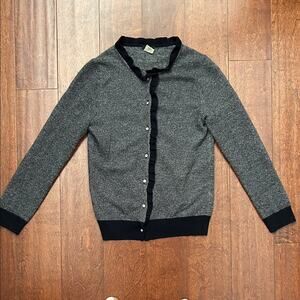 J. Crew Wool Cashmere Blend Navy Cardigan with Rhinestone Buttons, Size XS